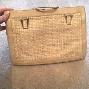 Vintage LouTaylor Woven Summer Tan Handbag Clutch Purse